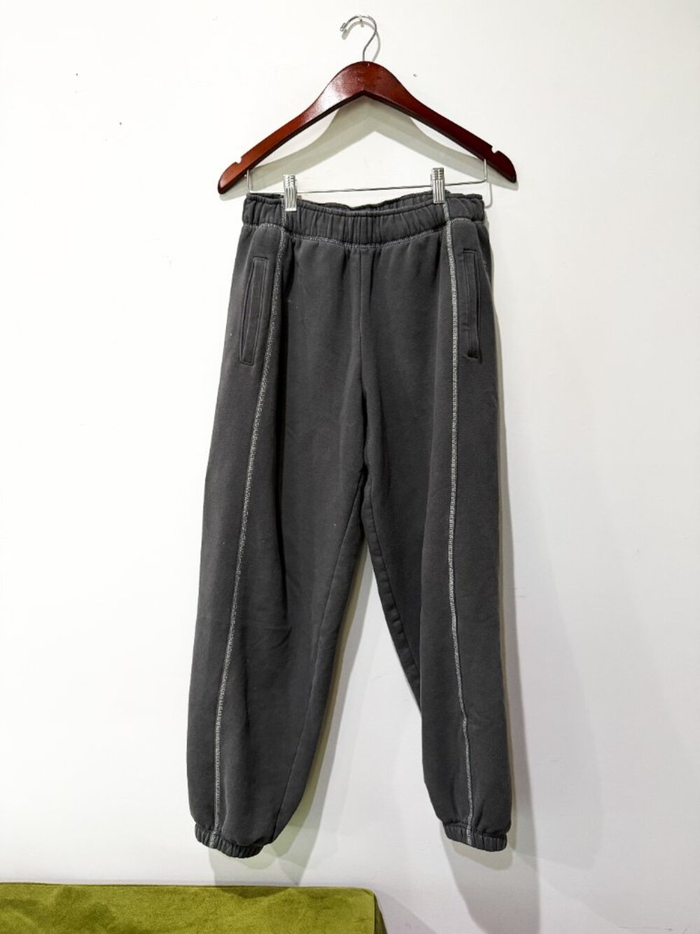 Athleta Forever Fleece High Rise Jogger Shadow Grey/Stone Women's S Tall